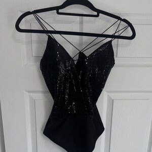 Black Sequin Women's Top